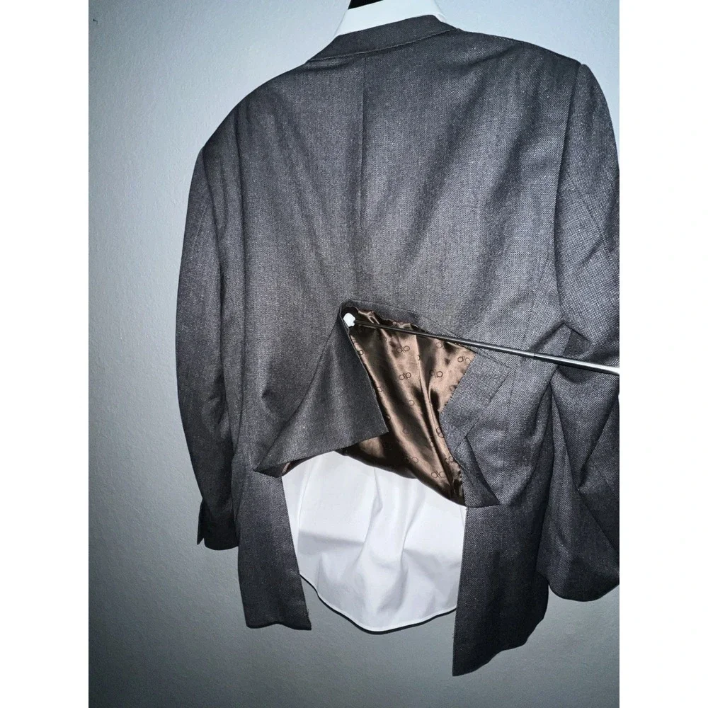 Brioni Mens 52L Gray Two Button Sports Blazer Jacket Italy Business Bianco Dress